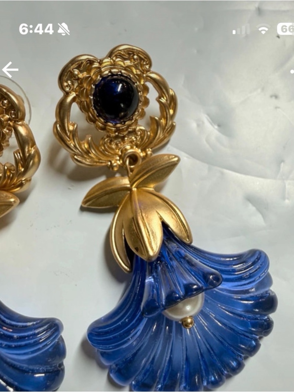 RARE KJL Blue Morning Glory Trumpet Flower Earrings – NWOT Original Pierced - Picture 4 of 8